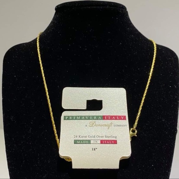 Danecraft Primavera Italy 24K Gold Over 925 Sterling Silver Necklace Wife Gift - Picture 3 of 8